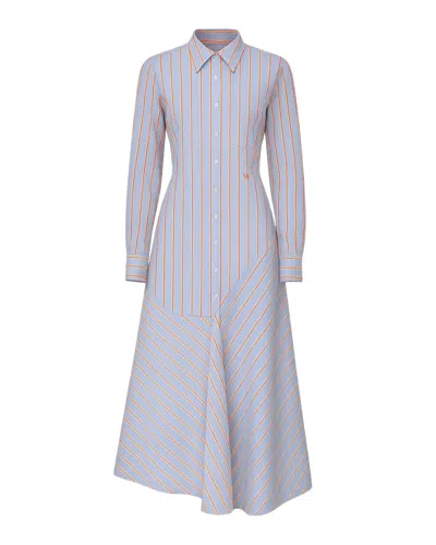 Victoria Beckham Panelled Shirt Dress In Blue