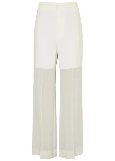 Victoria Beckham Panelled Straight-leg Woven Trousers In White