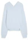 Victoria Beckham Ribbed Wool And Cashmere-blend Sweater In Blue