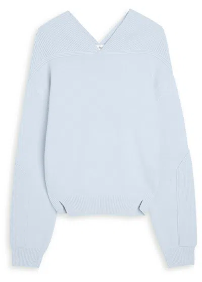 Victoria Beckham Panelled Wool-blend Knit Jumper In Blue