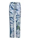 Victoria Beckham Womens Satin Flowers Ice Blue Abstract-print Two-slip-pockets Straight-leg Mid-rise Silk Trousers In Blue