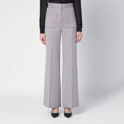 Victoria Beckham Pantalone Alina Grey In Wool Women In Gray