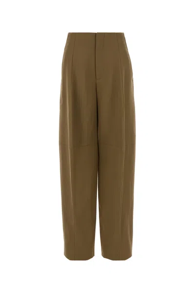 Victoria Beckham Pantalone In Misto Poliestere Stretch Beige  Donna In Green