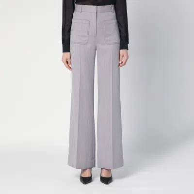 Victoria Beckham Alina Wool Trousers Wide-leg Design In Gray