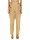 Victoria Beckham Gathered Waist Utility Trouser In Beige