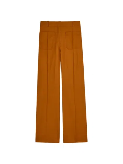 Victoria Beckham Alina High Waist Stretch Flare Leg Pants In Brown