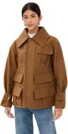 Victoria Beckham Cotton Patch Pocket Utility Jacket In Toffee