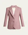 Victoria Beckham Womens Mauve Single-breasted Notch-lapel Wool-blend Blazer In Pink