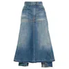Victoria Beckham Deconstructed Cotton Denim Skirt In Blue