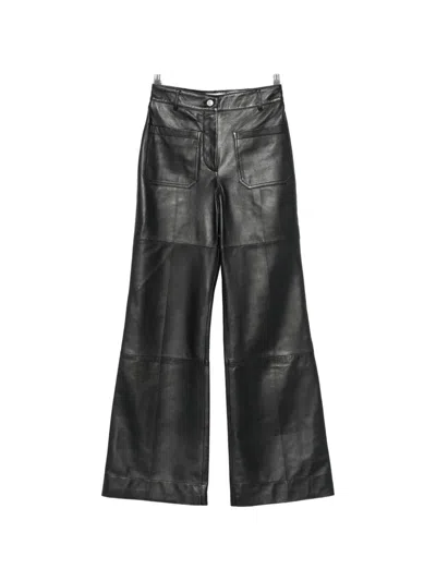 Victoria Beckham Leather Alina Trousers In Black