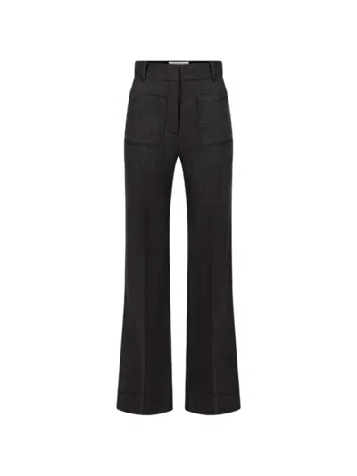 Victoria Beckham Patch-pocket Wide-leg Trousers In Grey