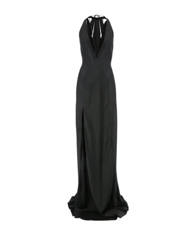 Victoria Beckham Patchwork Spaghetti Strap Maxi Dress In Black