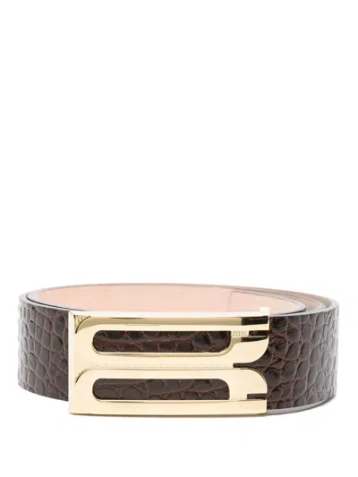 Victoria Beckham Jumbo Frame Calf Leather Belt In Black