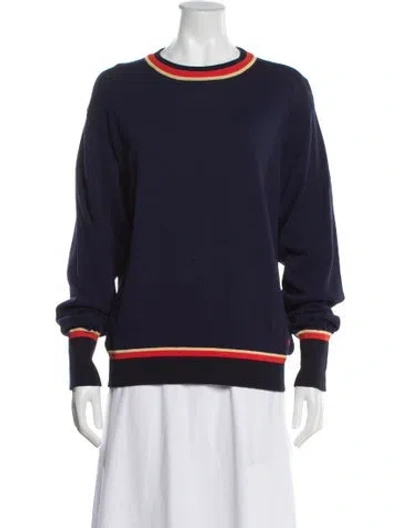 Pre-owned Victoria Beckham Patterned Crew Neck Sweater In Blue