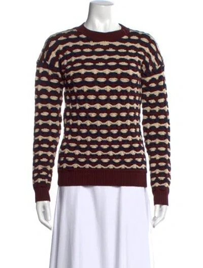 Pre-owned Victoria Beckham Patterned Crew Neck Sweater In Burgundy