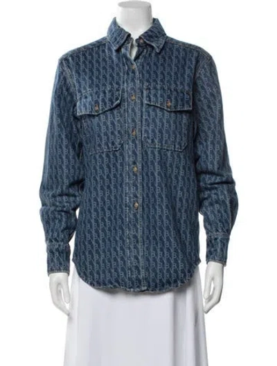 Pre-owned Victoria Beckham Patterned Denim Jacket In Blue
