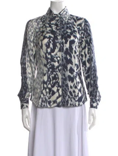 Pre-owned Victoria Beckham Patterned Long Sleeve Blouse In Multi