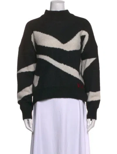 Pre-owned Victoria Beckham Patterned Mock Neck Sweater In Black