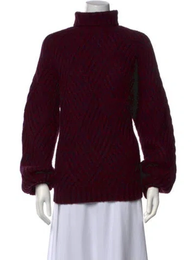 Pre-owned Victoria Beckham Patterned Turtleneck Sweater In Red