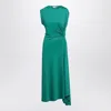 Victoria Beckham Peacock Coloured Dress With Draping Women