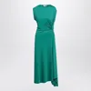 Victoria Beckham Peacock Coloured Dress With Draping Women In Green