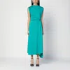 Victoria Beckham Womens Peacock Drape Front Assymmetric Stretch-jersey Maxi Dress In Light Blue