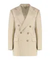 Victoria Beckham Knit Jacket With Double-breasted Lapel Collar In Neutral