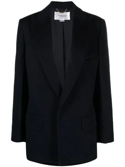 Victoria Beckham Peak Lapel Wool Cashmere Blazer For Women In Black