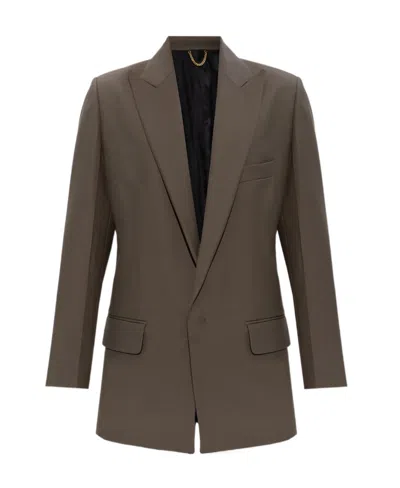 Victoria Beckham Peak-lapels Twill Blazer In Green