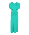 Victoria Beckham Gathered Waist Midi Dress In Green