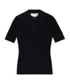 Victoria Beckham Perforated Polo Top In Black