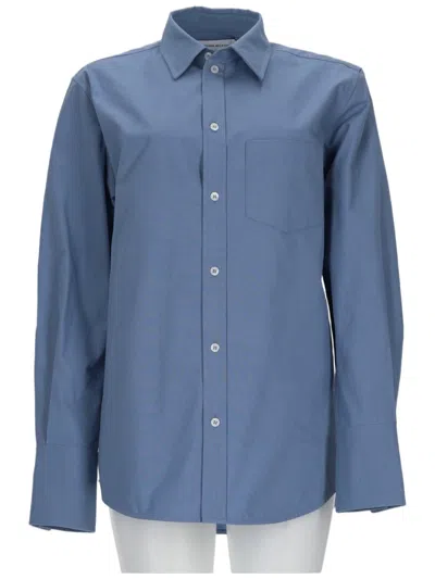 Victoria Beckham Perry Pointed Collar Cotton Shirt In Gray