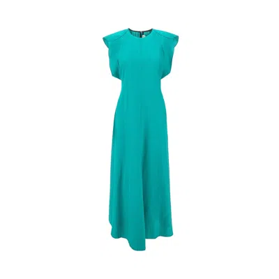 Victoria Beckham Petal Sleeves Midi Dress In Light Blue
