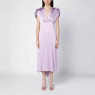 VICTORIA BECKHAM PETUNIA-COLOURED MIDI DRESS WITH RUFFLES
