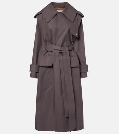 Victoria Beckham Philippa Cotton Trench Coat In Gray