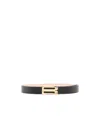 Victoria Beckham Textured Black Belt With Gold-tone Buckle