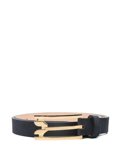 Victoria Beckham Pin-buckle Suede Belt In Blue
