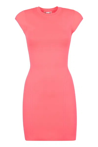 Victoria Beckham Pink & Purple Cap Sleeve Fitted Mini Dress For Women