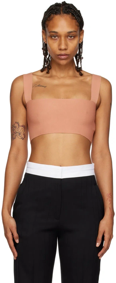 Victoria Beckham Vb Body Square-neck Jersey Cropped Top In Peach
