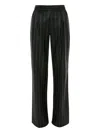 Victoria Beckham Pinstripe Leather Trousers In Black