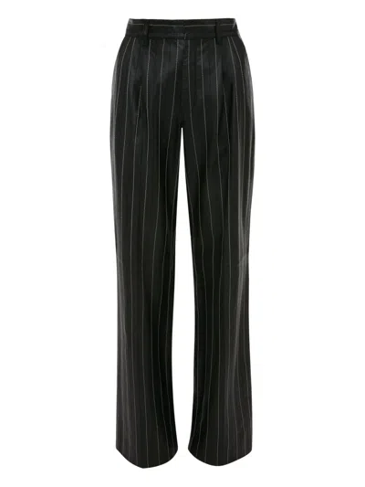 Victoria Beckham Pinstripe Leather Trousers In Black