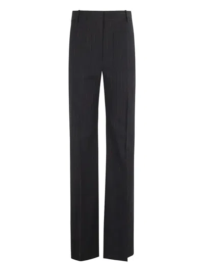 Victoria Beckham Pinstripe Straight Trousers In Black