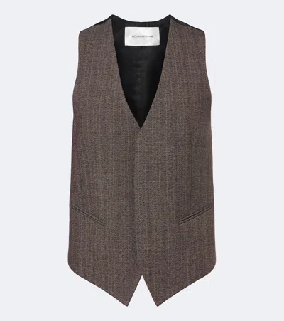 Victoria Beckham Pinstripe Vest In Brown