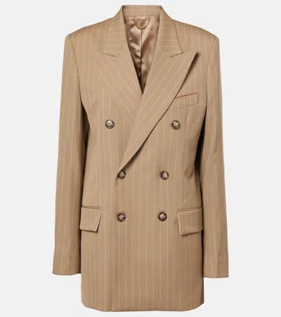 Victoria Beckham Pinstripe Virgin Wool Blazer In Beige