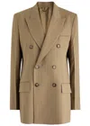 Victoria Beckham Pinstriped Double-breasted Wool Blazer In Sand