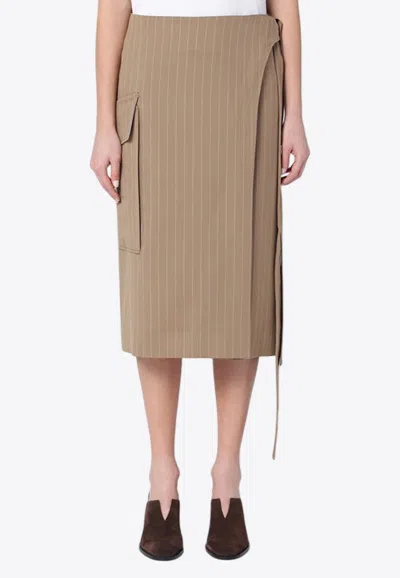 VICTORIA BECKHAM PINSTRIPED WRAP SKIRT