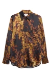 Victoria Beckham Piped Satin Button-up Pajama Shirt In Brown