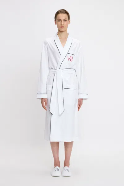 Victoria Beckham Piping Detail Pyjama Robe In White