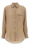 Victoria Beckham Piping Detail Pyjama Shirt And Blouse Brown