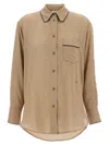 Victoria Beckham Piping Detail Pyjama Shirt And Blouse Brown